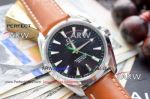 Perfect Replica Omega Aqua Terra Black Dial Brown Leather Strap Watch